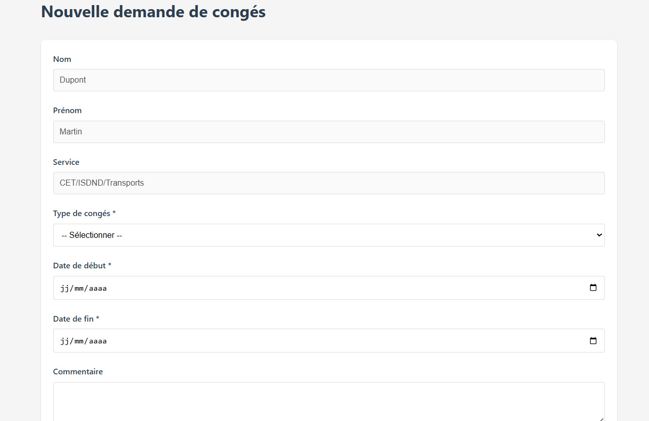 Formulaire de demande