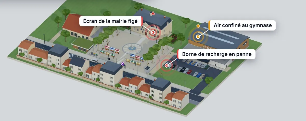 La commune en 3D, trois pannes signalées sur le plan