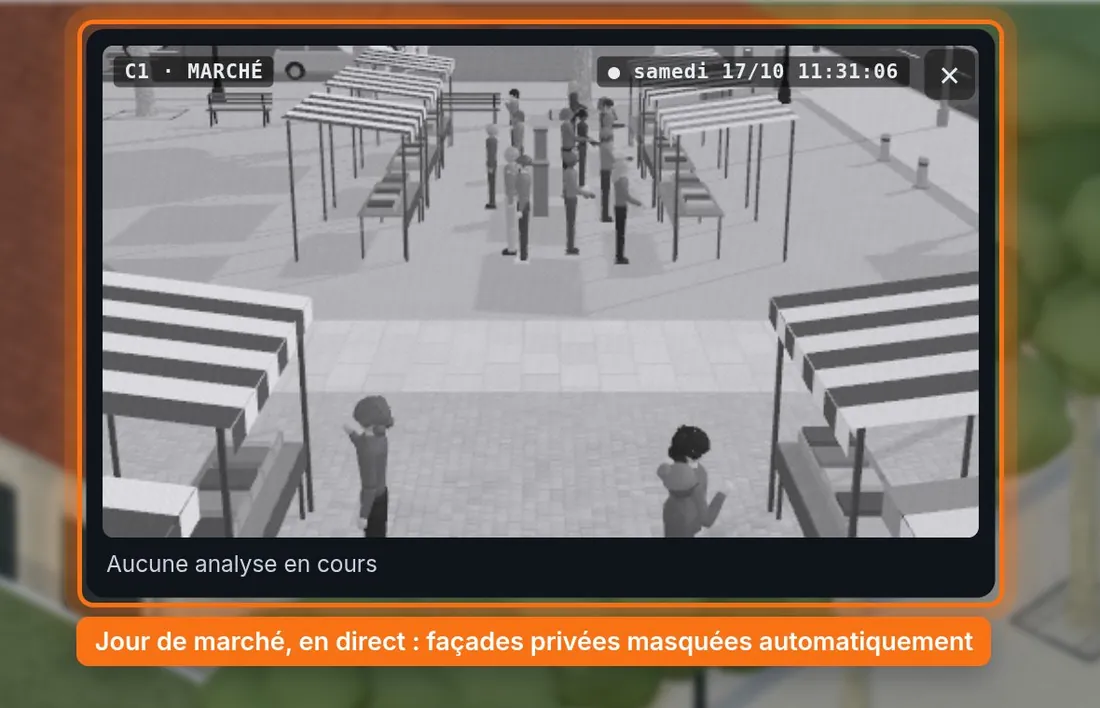 L'image d'une caméra de vidéoprotection un jour de marché