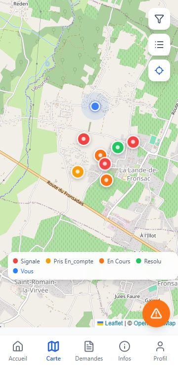 Capture d'écran Signalements