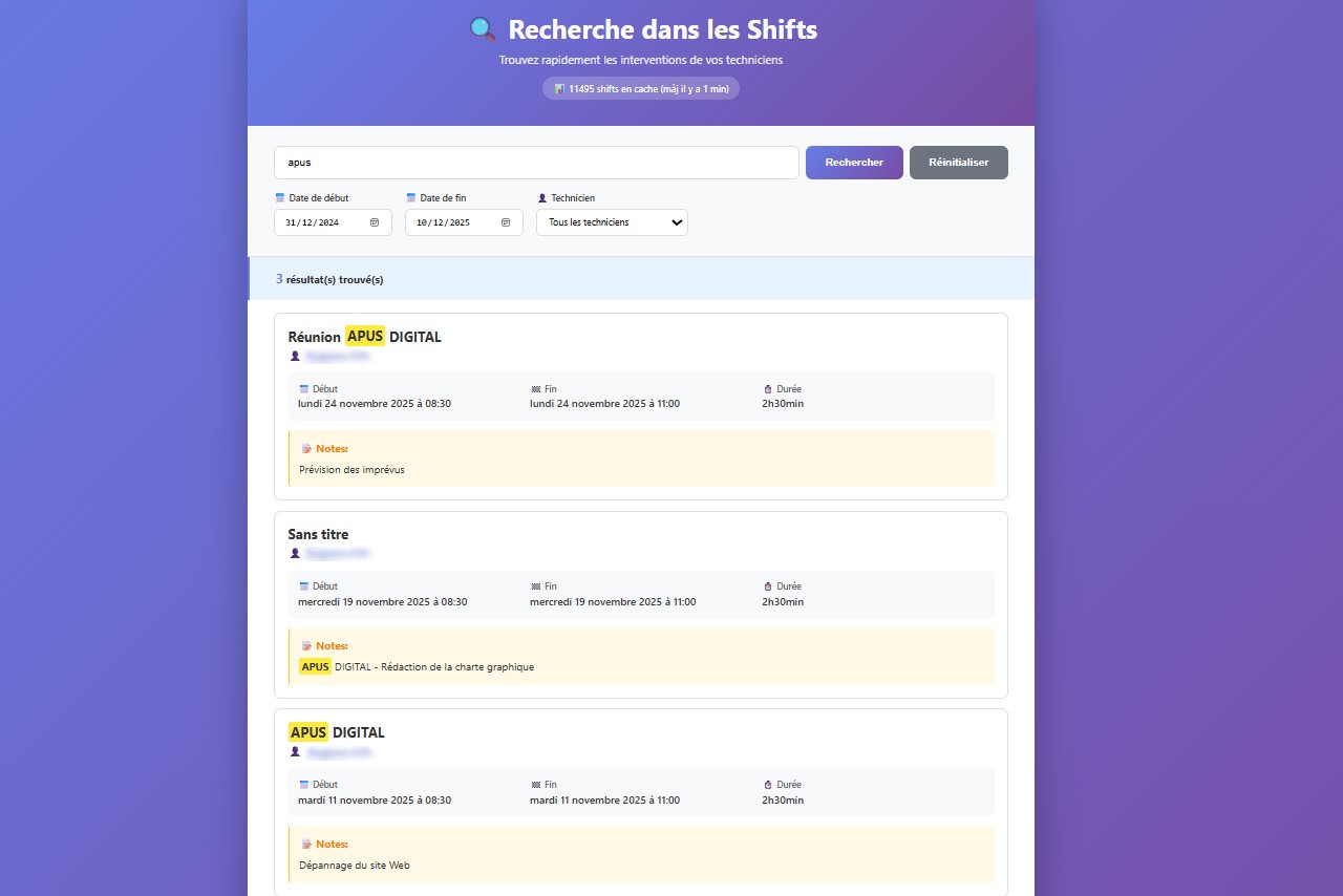 Recherche dans les Shifts